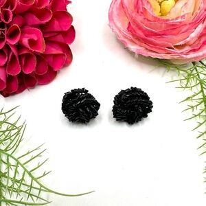 VINTAGE⚜️Black Cut Glass Crystal Cluster Earrings